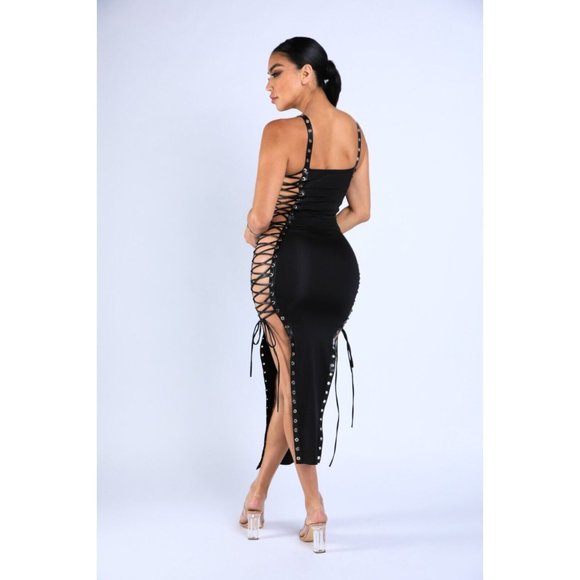 Women's Sides Tie Strapped Sleeveless Bodycon Maxi Dress Party Club Dress - Picture 12 of 16